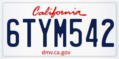 CA license plate 6TYM542