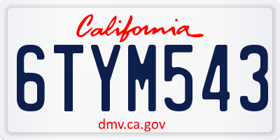 CA license plate 6TYM543