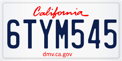 CA license plate 6TYM545