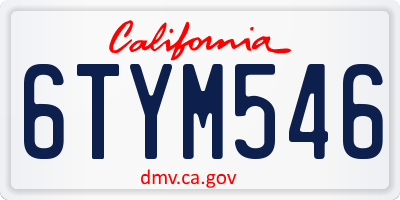 CA license plate 6TYM546