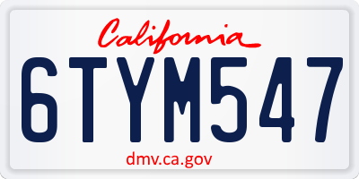 CA license plate 6TYM547
