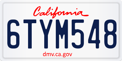 CA license plate 6TYM548