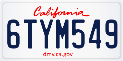 CA license plate 6TYM549