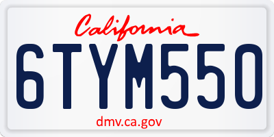 CA license plate 6TYM550