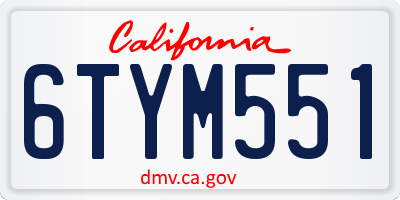 CA license plate 6TYM551