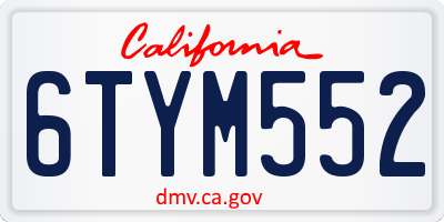 CA license plate 6TYM552