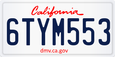 CA license plate 6TYM553