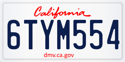 CA license plate 6TYM554