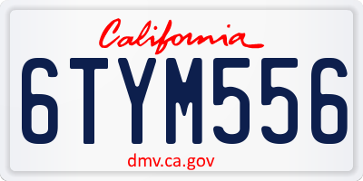 CA license plate 6TYM556