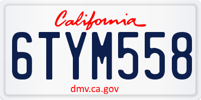 CA license plate 6TYM558