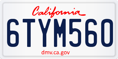 CA license plate 6TYM560