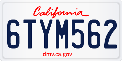 CA license plate 6TYM562