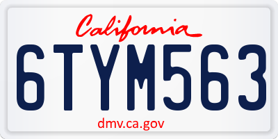 CA license plate 6TYM563