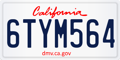 CA license plate 6TYM564
