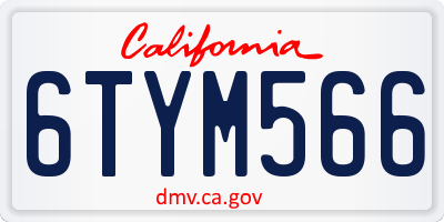 CA license plate 6TYM566