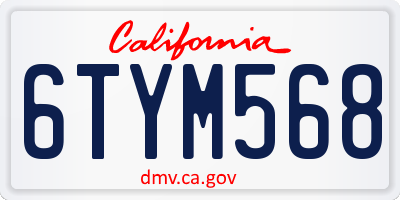 CA license plate 6TYM568