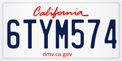 CA license plate 6TYM574