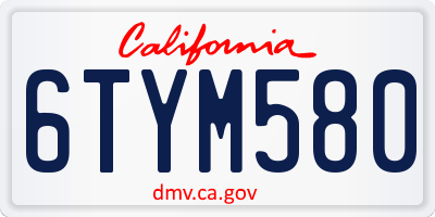 CA license plate 6TYM580