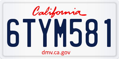 CA license plate 6TYM581