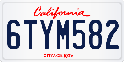 CA license plate 6TYM582