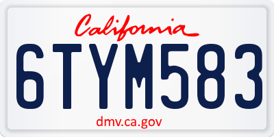 CA license plate 6TYM583
