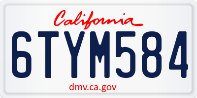 CA license plate 6TYM584