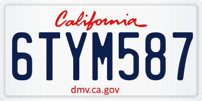 CA license plate 6TYM587