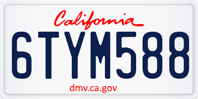 CA license plate 6TYM588