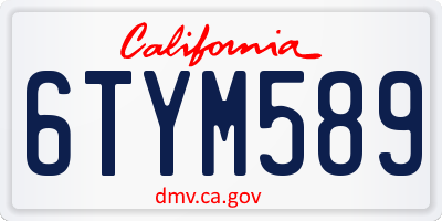 CA license plate 6TYM589