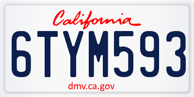 CA license plate 6TYM593