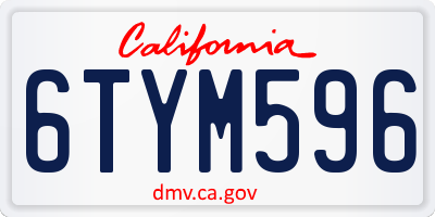CA license plate 6TYM596