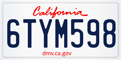 CA license plate 6TYM598