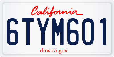 CA license plate 6TYM601