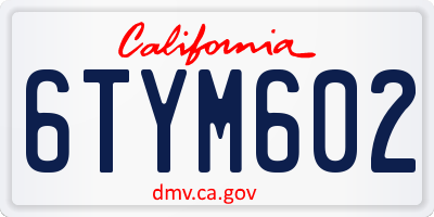 CA license plate 6TYM602