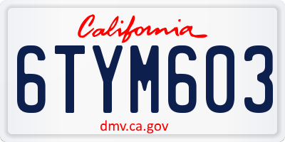 CA license plate 6TYM603