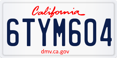 CA license plate 6TYM604