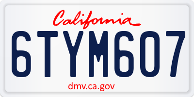 CA license plate 6TYM607
