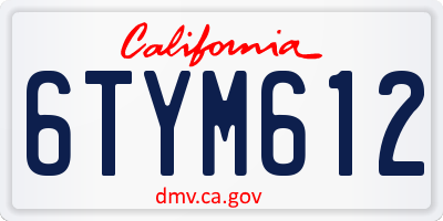 CA license plate 6TYM612