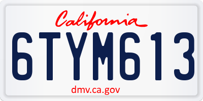 CA license plate 6TYM613
