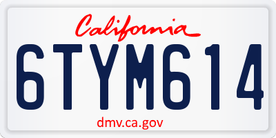 CA license plate 6TYM614