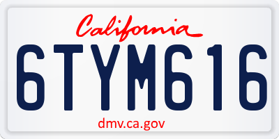 CA license plate 6TYM616