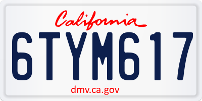 CA license plate 6TYM617