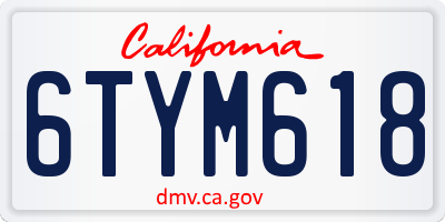 CA license plate 6TYM618