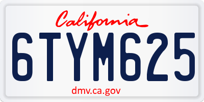 CA license plate 6TYM625