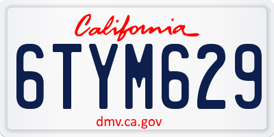 CA license plate 6TYM629