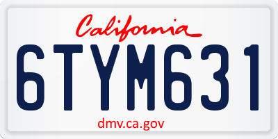 CA license plate 6TYM631