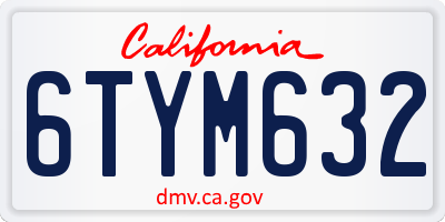 CA license plate 6TYM632