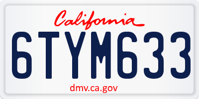 CA license plate 6TYM633