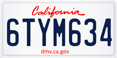 CA license plate 6TYM634