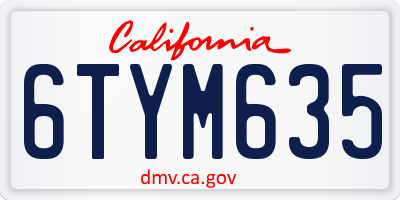 CA license plate 6TYM635